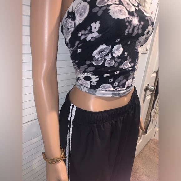 Nordic track vintage parachute track pants black with white stripes Large - Picture 2 of 10